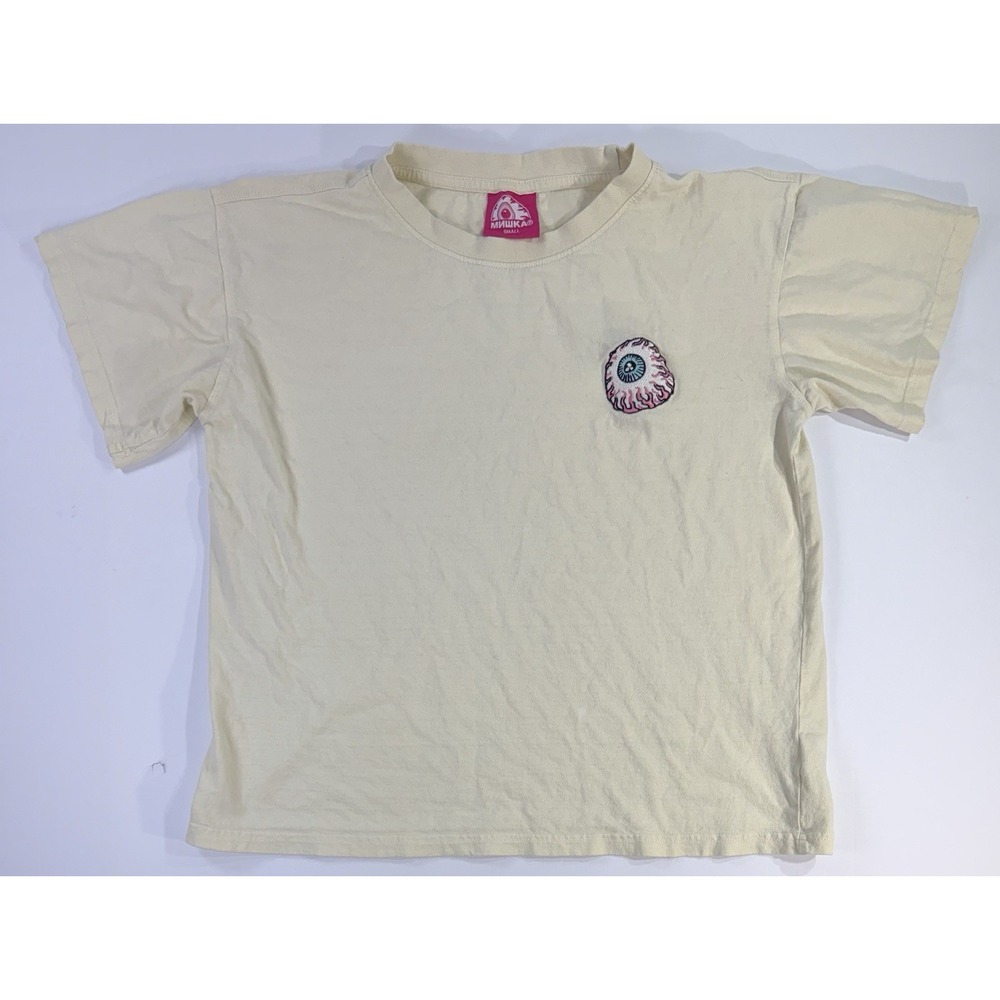 Mishka NYC T Shirt Small Cream Eyeball Logo Streetwear Skate Graphic Tee
